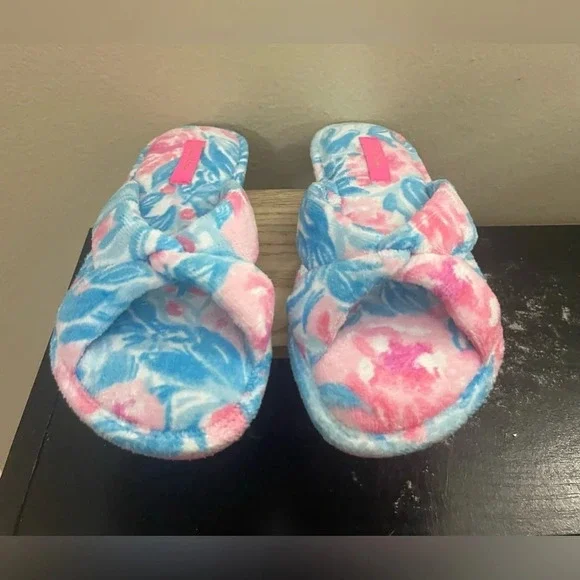 Lilly Pulitzer Bondi Blue My Little Peony Slippers Pool Shoes Preppy Size 7/8 - Picture 5 of 8